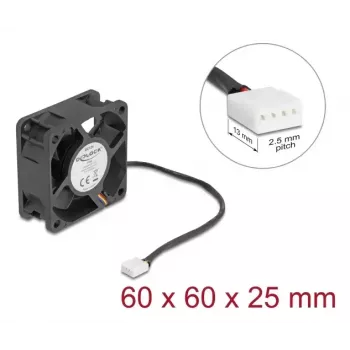 Wentylator do obudowy komputera DELOCK 6 cm (60x60x25 mm) 12 V DC, łożysko kulkowe, czarny