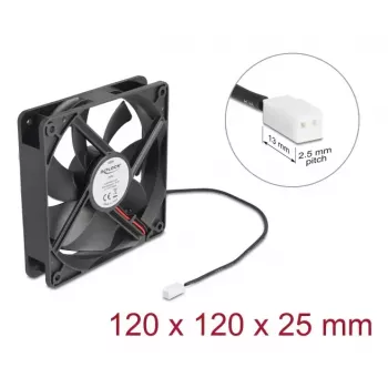 DELOCK 67292 Wentylator do obudowy komputera 120 mm Czarny, Łożysko kulkowe, 5 V DC, Przepływ powietrza 1,73 m³/h