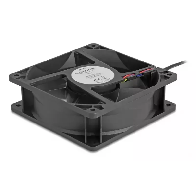 Wentylator DELOCK 67298 120 mm Czarny 12 cm Łożysko kulkowe 12 V DC 3,53 m³/h