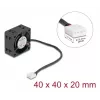 Wentylator do obudowy komputera DELOCK 67299 — 40 x 40 x 20 mm, 24 V DC, łożysko kulkowe, 0,19 m³/h, czarny