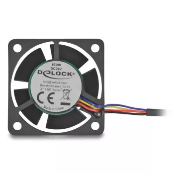 Wentylator do obudowy komputera DELOCK 67299 — 40 x 40 x 20 mm, 24 V DC, łożysko kulkowe, 0,19 m³/h, czarny