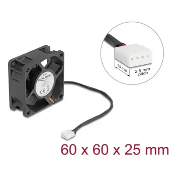 Wentylator do obudowy komputera DELOCK 67300 — wentylator osiowy 60 mm, 24 V, łożysko kulkowe, czarny