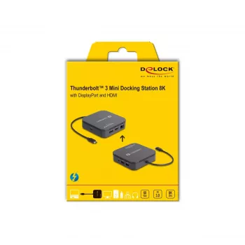 Stacja dokująca DeLOCK Thunderbolt 3 Mini 8K DisplayPort HDMI USB LAN Audio PD 3.0