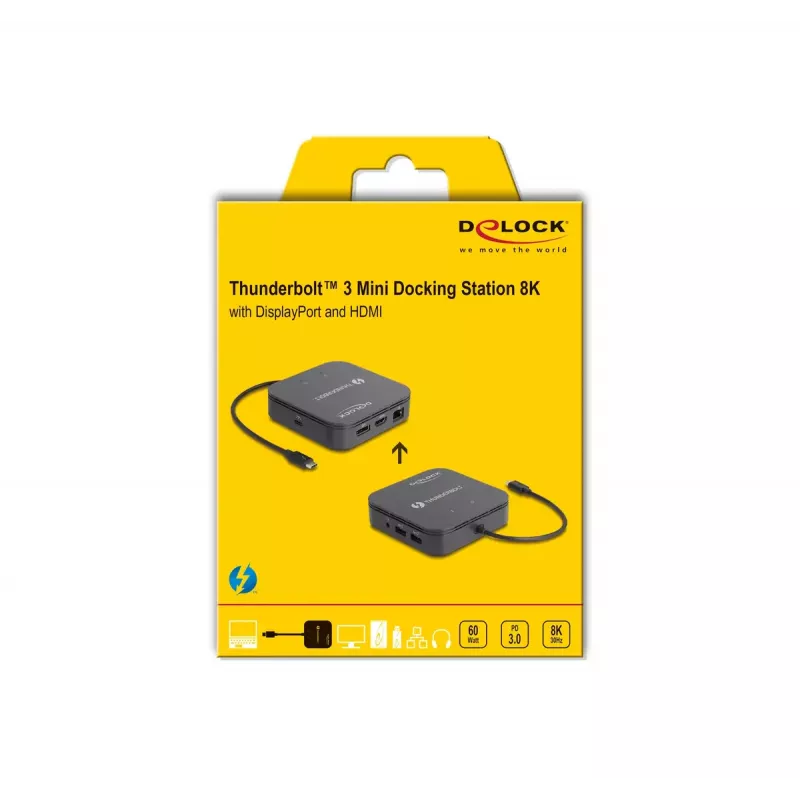 Stacja dokująca DeLOCK Thunderbolt 3 Mini 8K DisplayPort HDMI USB LAN Audio PD 3.0