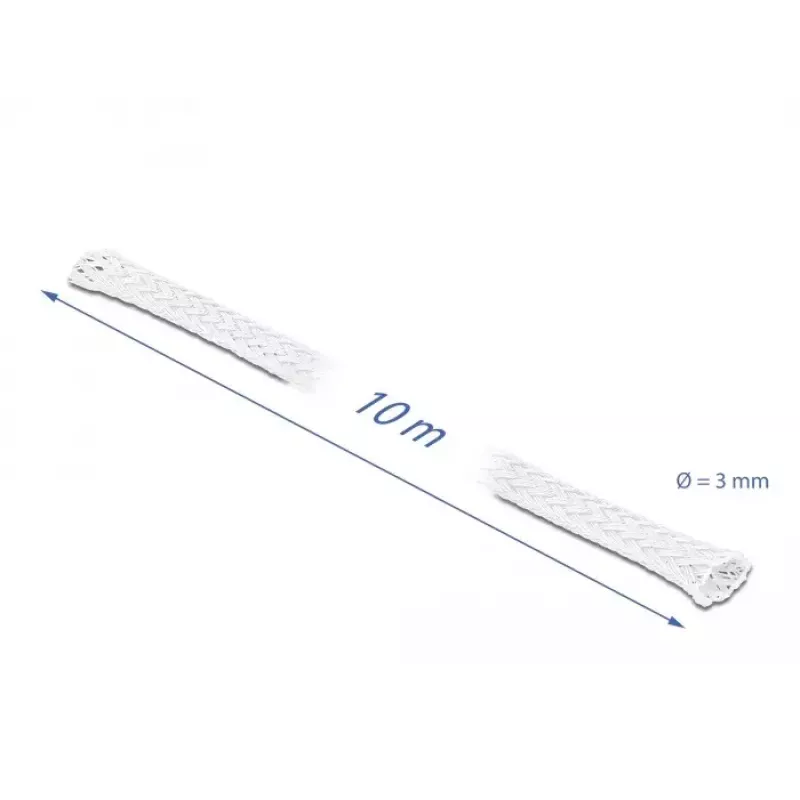 Oplot pleciony DeLOCK 20692 10 m x 3 mm biały