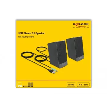 Głośniki stereo DELOCK 27001, 2.0, zasilane przez USB