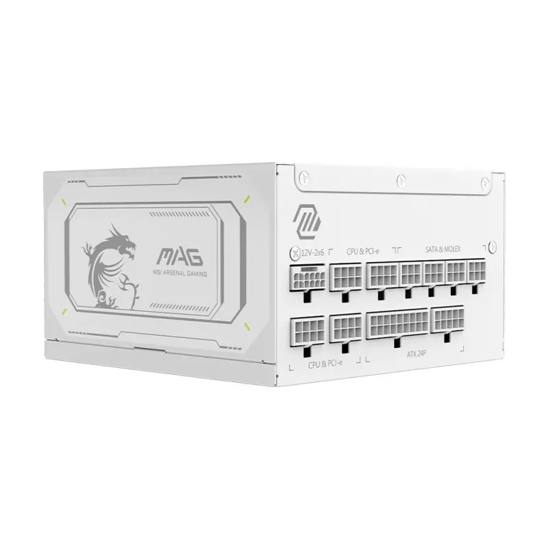 Zasilacz MSI MAG A1000GL PCIE5 biały 1000 W ATX 24-pin, 80 PLUS Gold, wentylator 135 mm