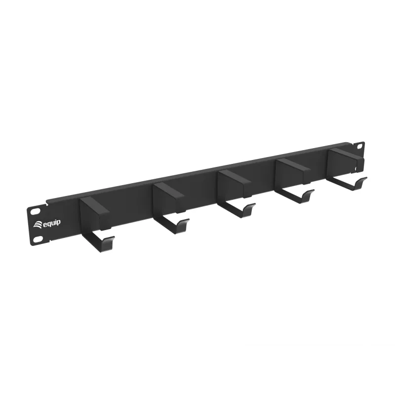 Panel do zarządzania kablami Equip 19 cali 1U z 5 metalowymi uchwytami, czarny