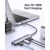 EQUIP USB-C 6-w-1 wielofunkcyjny adapter — HDMI 4K/60Hz, 4× USB-C Gen2 (10Gbps), PD 100W, kabel 0,25 m, szary