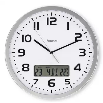 Hama 00185878 Zegar ścienny/stołowy Zegar analogowy Okrągły Srebrny, Biały