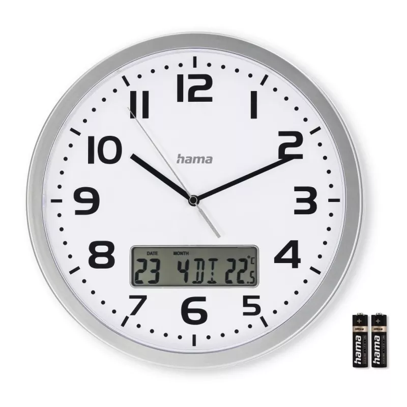 Hama 00185878 Zegar ścienny/stołowy Zegar analogowy Okrągły Srebrny, Biały
