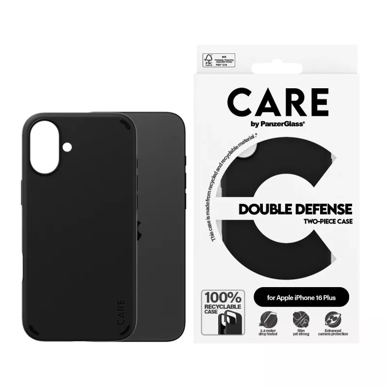 PanzerGlass CARE™ by ® Double Defense Case Czarny iPhone 16 Plus