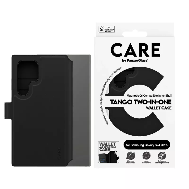Etui telefonu PanzerGlass CARE Feature Case Tango Two-in-One Wallet, kompatybilne z Samsung Galaxy S24 Ultra, przezroczysty