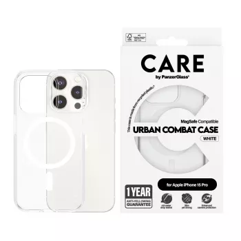PanzerGlass CARE™ by ® Urban Combat etui Transparent z białym MagSafe iPhone 15 Pro