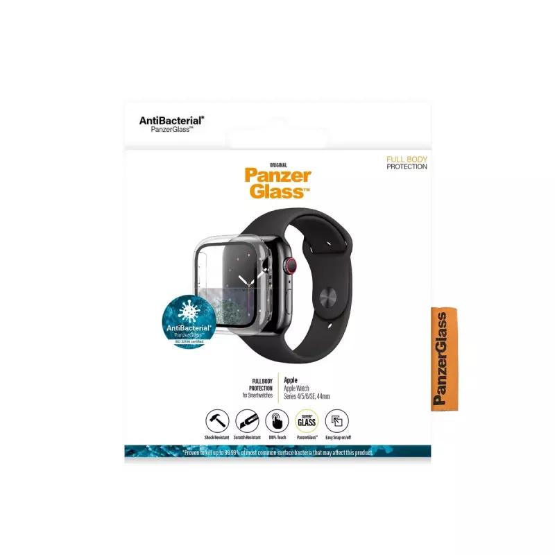 PanzerGlass ® Full body etui Transparent Apple Watch SE 3 | SE | 6 | 5 | 4 | 44mm