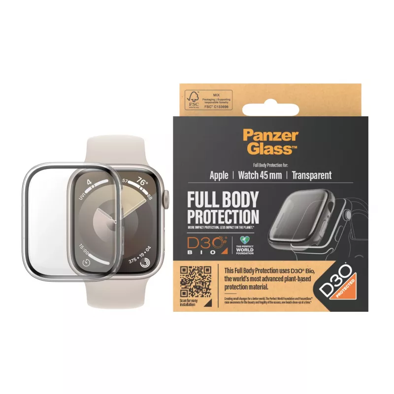 PanzerGlass ® Full Body Transparent z D3O® Apple Watch Series 9 | 45 mm