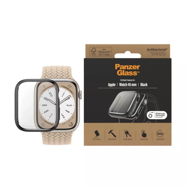 PanzerGlass ® Etui Full Body Apple Watch Series 9 | 8 | 7 | 45mm | Czarny