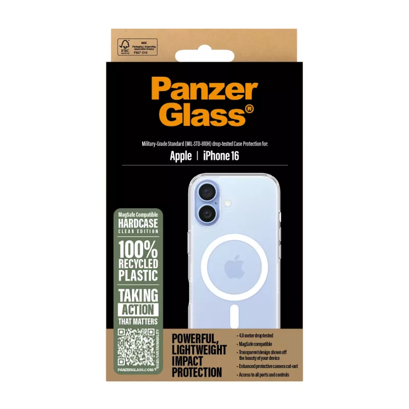 Pokrowiec PanzerGlass HardCase Transparent z białym MagSafe iPhone '24 6.1 cala