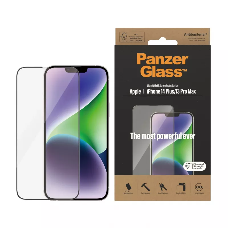 Szkło ochronne PanzerGlass Apple iPhone 14 Plus 13 Pro Max Ultra-Wide Fit odporne na zarysowania i wstrząsy
