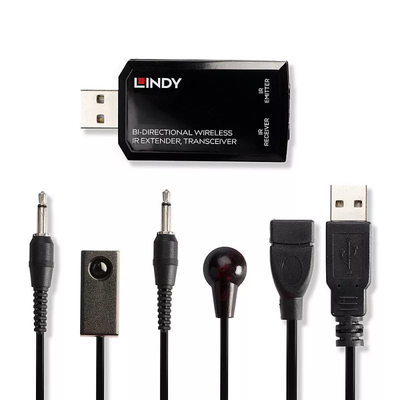 Lindy Bi-directional Wireless IR Extender, transceiver, AV transmitter & transceiver, 150 m, Wired, Czarny
