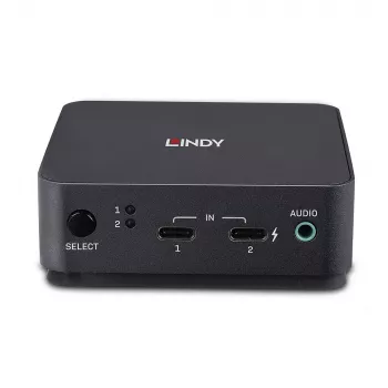 Lindy 2-portowy KVM Typ C, DisplayPort 1.2, 3840 x 2160 pikseli, 4K Ultra HD, Szary