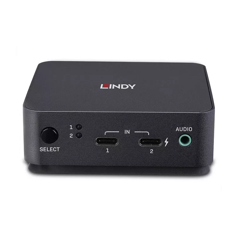 Lindy 2-portowy KVM Typ C, DisplayPort 1.2, 3840 x 2160 pikseli, 4K Ultra HD, Szary