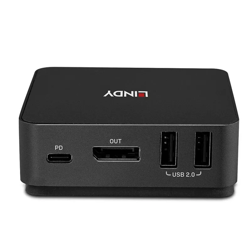 Lindy 2-portowy KVM Typ C, DisplayPort 1.2, 3840 x 2160 pikseli, 4K Ultra HD, Szary
