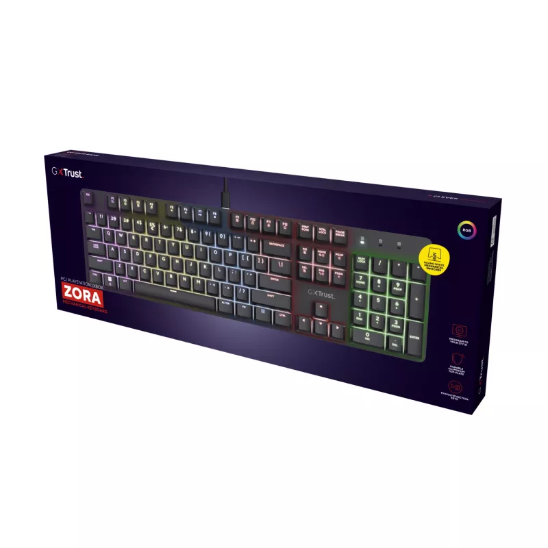 Gaming klawiatura Trust GXT 871 Zora Mechaniczna USB RGB Czarna