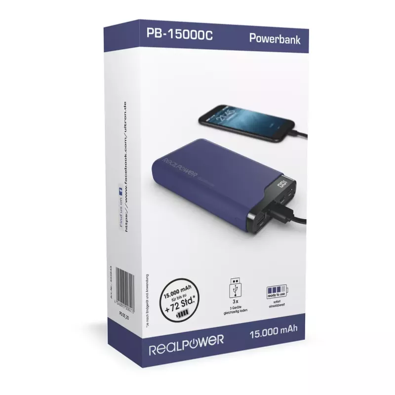 Przenośna ładowarka RealPower PB-15000C 15000 mAh