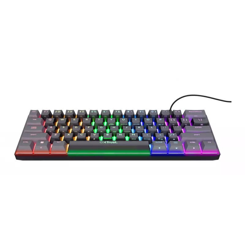 Trust GXT 867 Acira Klawiatura Gamingowa USB QWERTZ Niemiecka Czarny Szary 60% Mechaniczna RGB