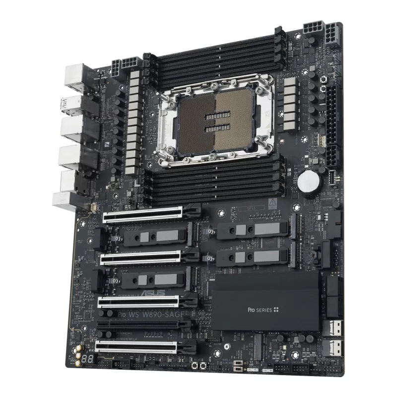 Płyta główna ASUS PRO WS W890-SAGE — Intel W890, LGA 4710-2, CEB, 8× DIMM, DDR5, Quad-channel, 2.5G i 10G Ethernet