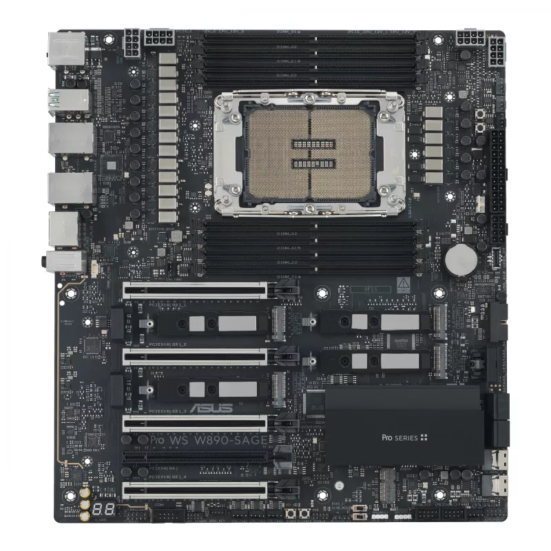 Płyta główna ASUS PRO WS W890-SAGE — Intel W890, LGA 4710-2, CEB, 8× DIMM, DDR5, Quad-channel, 2.5G i 10G Ethernet