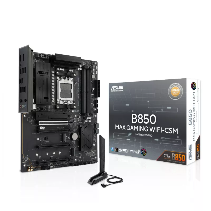 Płyta główna ASUS B850 MAX GAMING WIFI Socket AM5 ATX, AMD B850, DDR5, 4 DIMM, 256 GB, Wi‑Fi 6E, Ethernet 2,5 Gb