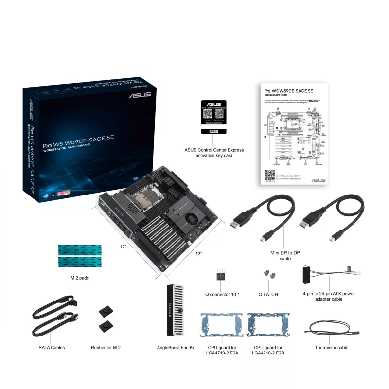 Płyta główna ASUS Pro WS W890E-SAGE SE — Intel W890, LGA 4710-2, EEB, 8x DIMM DDR5, ośmiokanałowa, 10GbE