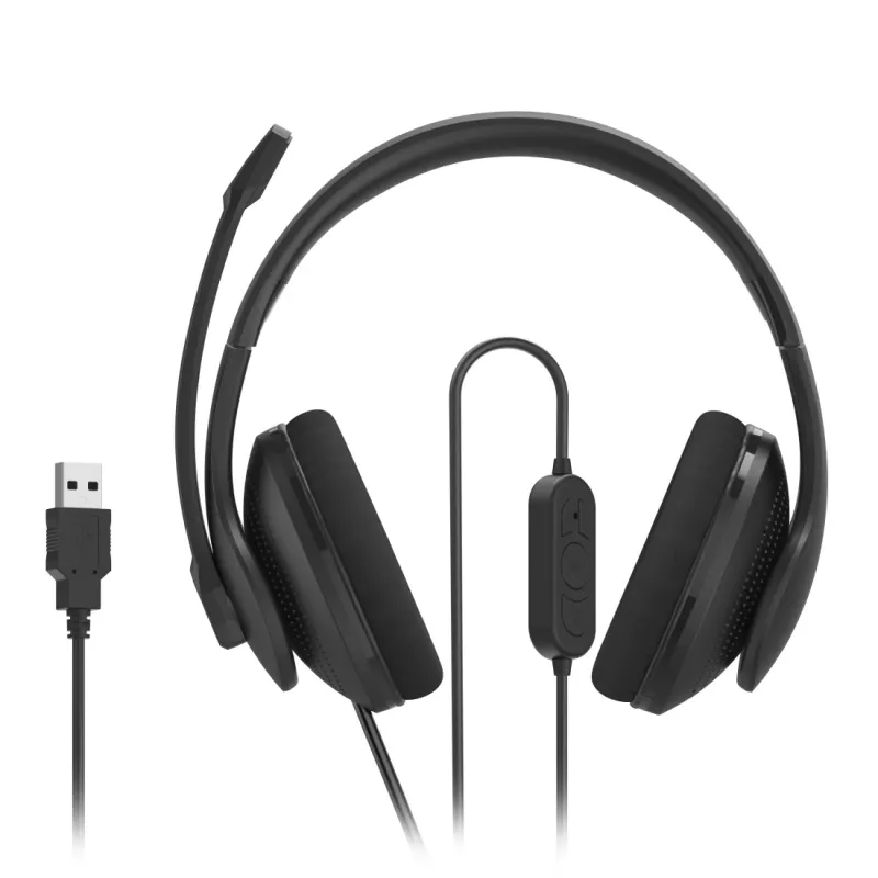 Hama HS-USB300 V2 Zestaw słuchawkowy Przewodowy Nagłowny Biuro/Call center USB Typ-A Czarny