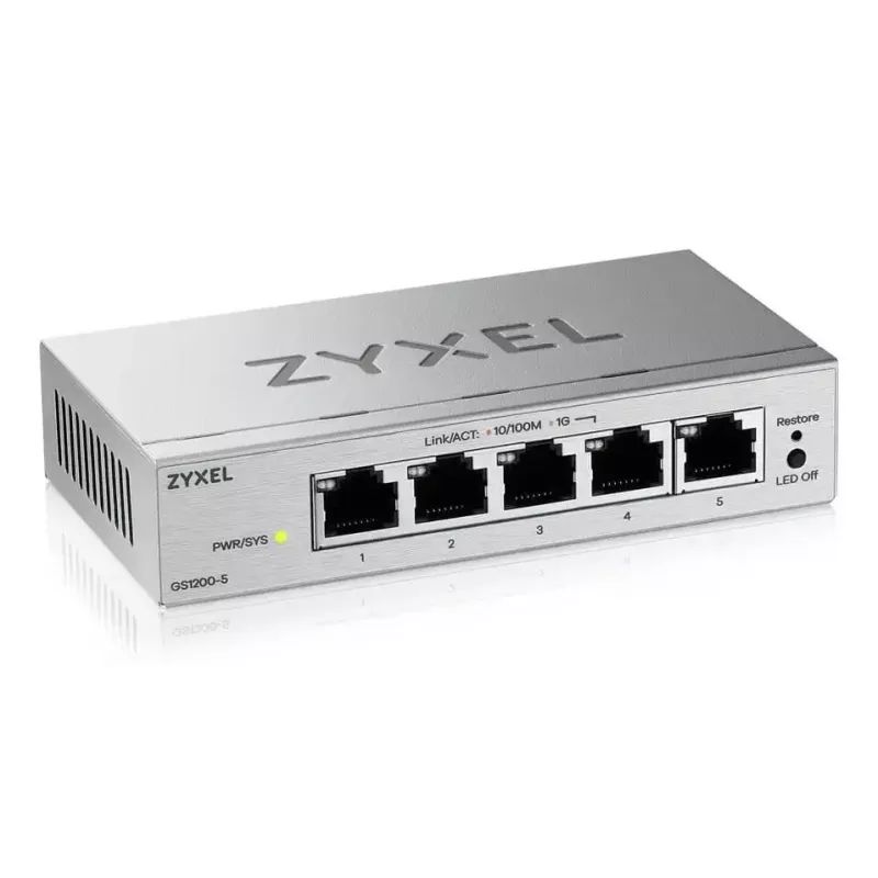 Zarządzalny przełącznik L2 Gigabit Desktop Zyxel GS1200-5V3 — 5 x RJ-45 10/100/1000, przepustowość 10 Gbps