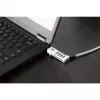 Manhattan Universalna linka zabezpieczająca do laptopów z zamkiem szyfrowym, Noble Wedge®, Nano i K-Slot, bezpieczna linka antykradzieżowa 3 w 1 do notebooków, resetowalny 4-cyfrowy kod, 1,8 m, stalowa linka odporna na przecięcie, półprzezroczysta osłona PVC, srebrna