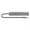 Stacja dokująca / hub Manhattan USB-C z czytnikiem kart, porty (5 szt.): HDMI, USB-A (2 szt.) i USB-C (2 szt.), z Power Delivery (PD) 100 W – wymaga zewnętrznej ładowarki USB-C (brak w zestawie). Zasilana przez USB (bez zewnętrznego zasilacza), gdy PD nie jest używane