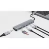Stacja dokująca / hub Manhattan USB-C z czytnikiem kart, porty (5 szt.): HDMI, USB-A (2 szt.) i USB-C (2 szt.), z Power Delivery (PD) 100 W – wymaga zewnętrznej ładowarki USB-C (brak w zestawie). Zasilana przez USB (bez zewnętrznego zasilacza), gdy PD nie jest używane