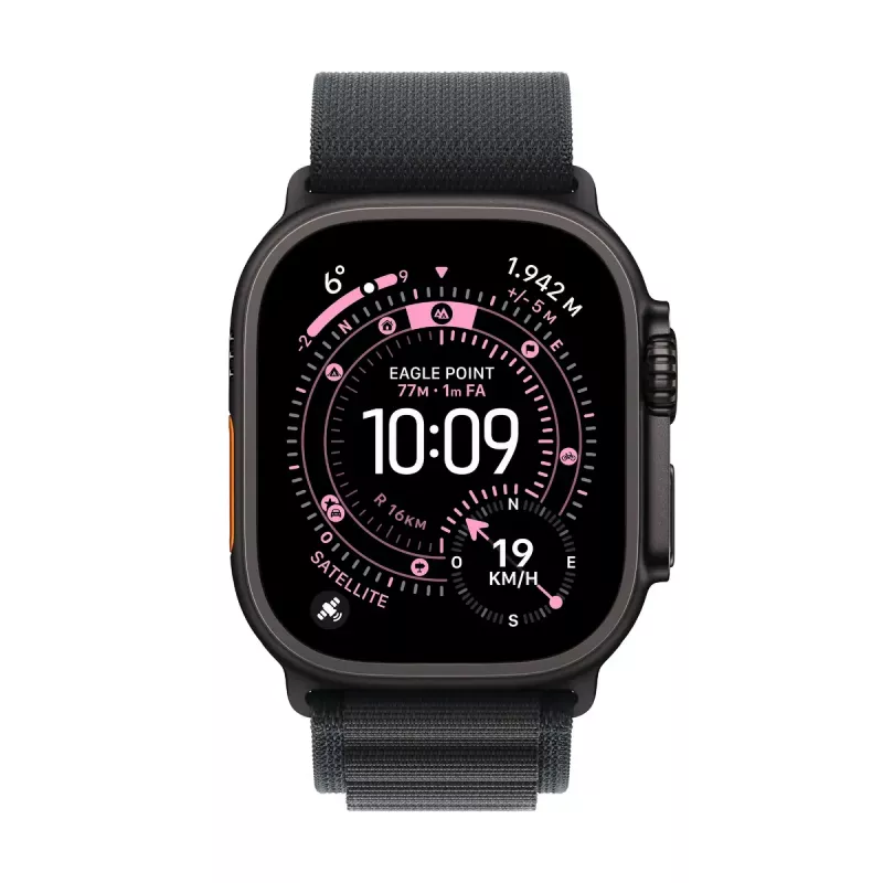 Apple Watch Ultra 3 GPS + Cellular 49mm Koperta z czarnego tytanu z czarną pętlą Alpine Loop – mały