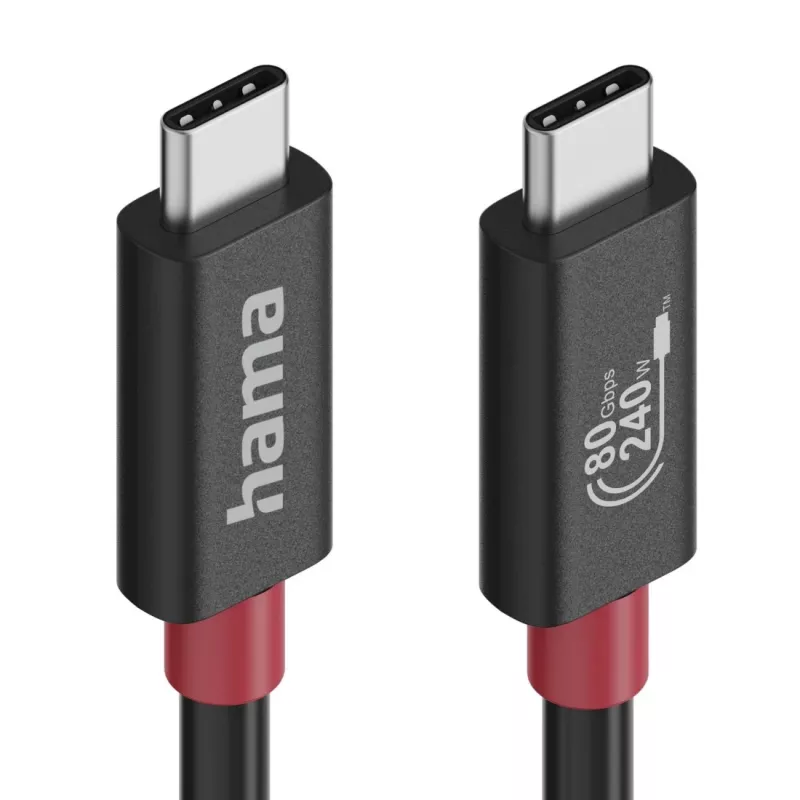 Kabel Hama USB-C, e-marker, USB4 Gen4, 80 Gbit/s, 5 A, 240 W, 1,00 m