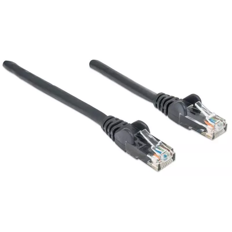 Intellinet kabel krosowy sieciowy, kat.6, 0,5m, czarny, CCA, U/UTP, PVC, RJ45, pozłacane styki, bezzaczepowa osłona, odciążka, dożywotnia gwarancja