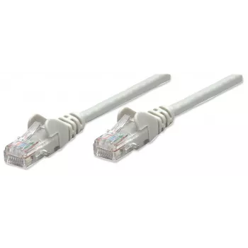 Intellinet kabel krosowy sieciowy, kat.5e, 0,5 m, szary, CCA, U/UTP, PVC, RJ45, pozłacane styki, bezzadziorowa wtyczka, osłona wtyku, dożywotnia gwarancja