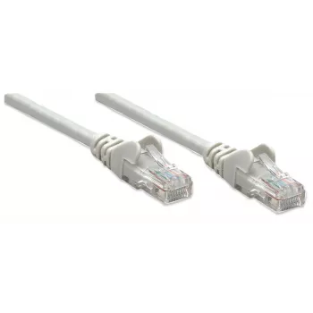 Intellinet kabel krosowy sieciowy, kat.5e, 0,5 m, szary, CCA, U/UTP, PVC, RJ45, pozłacane styki, bezzadziorowa wtyczka, osłona wtyku, dożywotnia gwarancja
