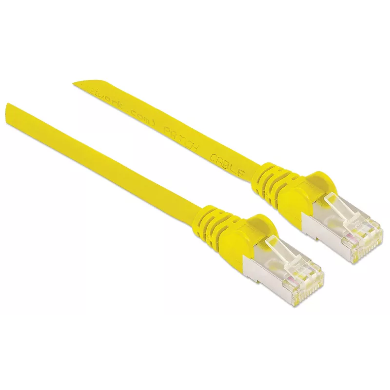 Intellinet sieciowy Patch kabel, Cat6A, 1,5 m, żółty, miedź, S/FTP, LSOH / LSZH, PCW, RJ45, pozłacane styki, bezzaczepowa, z osłoną wtyku, dożywotnia gwarancja