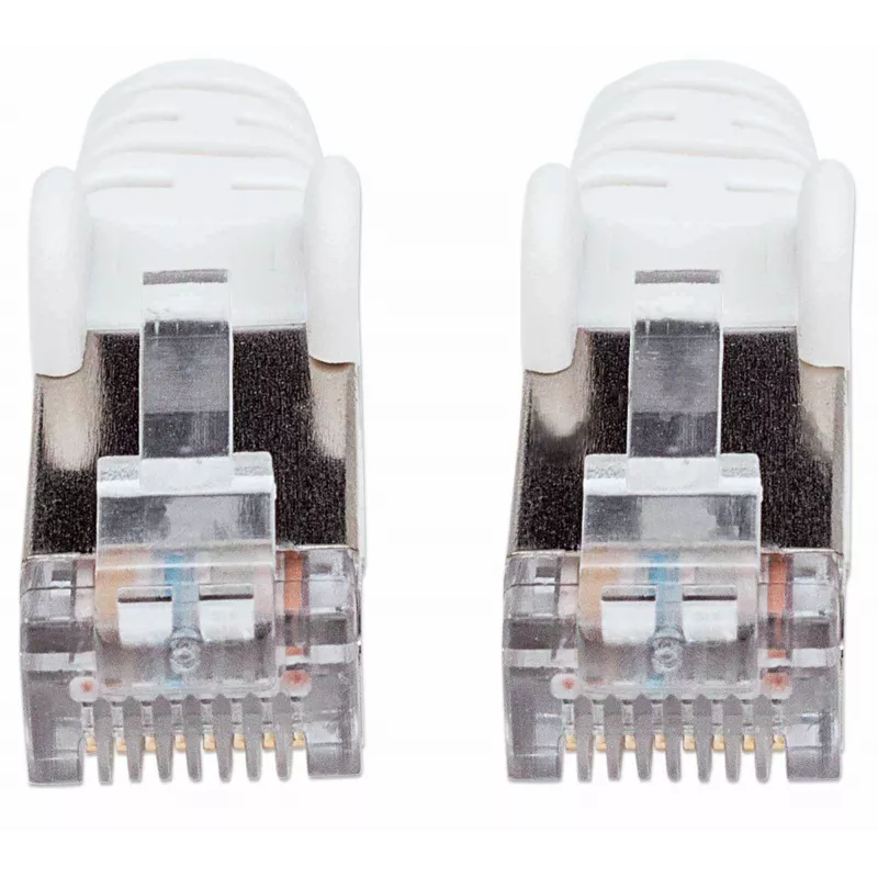 Intellinet Kabel krosowy sieciowy, kabel kat. 7/wtyki kat. 6A, 5 m, biały, miedź, S/FTP, LSOH/LSZH, PVC, RJ45, pozłacane styki, bezzaczepowa, osłonka odciążająca, dożywotnia gwarancja