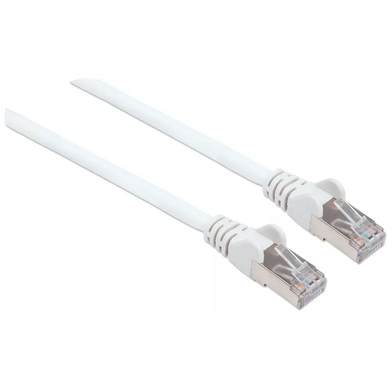 Kabel krosowy sieciowy Intellinet, Kat.6, 7,5 m, biały, miedź, S/FTP, LSOH/LSZH, PVC, RJ45, pozłacane styki, zabezpieczenie przed zaczepianiem, osłona, dożywotnia gwarancja