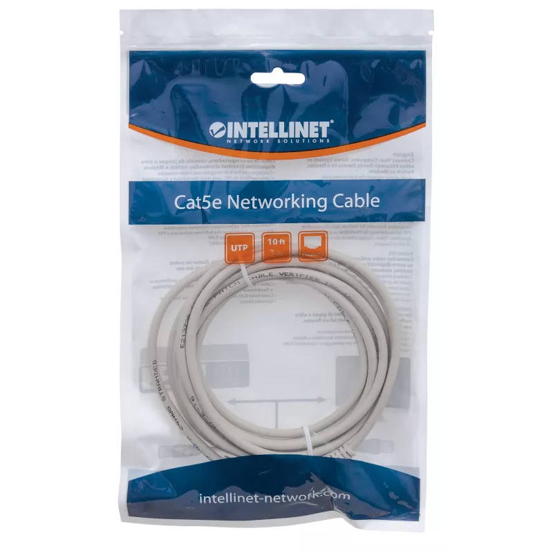 Intellinet Network kabel krosowy, Cat6, 7,5 m, Szary, CCA, U/UTP, PVC, RJ45, Złocone Styki, Snagless, Booted, Dożywotnia Gwarancja