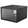 Szafa sieciowa 19 cali Intellinet do montażu na ścianie (Basic), 6U, głębokość 560 mm, czarna, płaski pakiet, maks. 50 kg, głębokość użytkowa 500 mm, szklane drzwi, stelaż, elementy do montażu na ścianie (np. wkręty i kołki) nie są dołączone