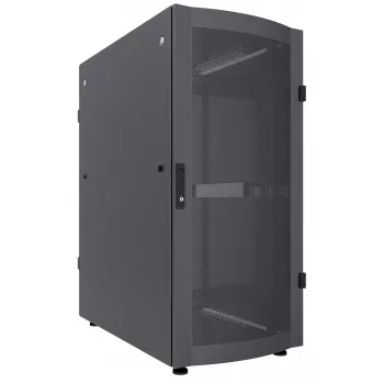 Intellinet 19-calowa szafa serwerowa - wolnostojąca, 36U, 600x1200mm (szer. x gł.), czarna, płaska paczka, maks. 1500 kg, wielopunktowy zamek drzwi, jeden zamek na panel boczny, głębokość użytkowa 123 do 973 mm, IP20, stojak, stal